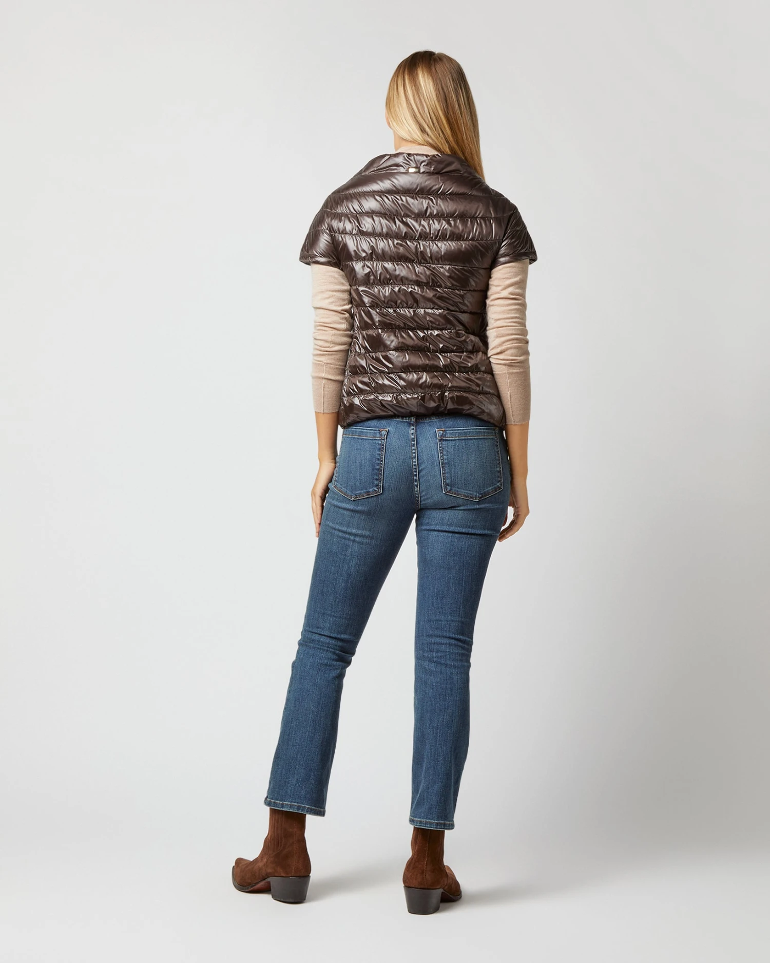 HERNO Emilia Cap-Sleeve Jacket In Dark Brown 5 HERNO Emilia Cap-Sleeve Jacket In Dark Brown - Image 5