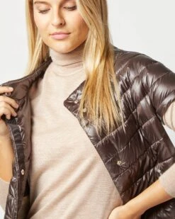 HERNO Emilia Cap-Sleeve Jacket In Dark Brown 12 HERNO Emilia Cap-Sleeve Jacket In Dark Brown -HERNO || ULLA JOHNSON || A.P.C. Shop S72699 1781