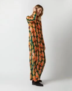 Long Sleeve Swing Dress In Arcturus Blue Petrol Velvet Devoré -HERNO || ULLA JOHNSON || A.P.C. Shop S72958 214