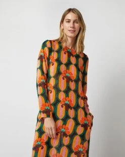 Long Sleeve Swing Dress In Arcturus Blue Petrol Velvet Devoré -HERNO || ULLA JOHNSON || A.P.C. Shop S72958 232