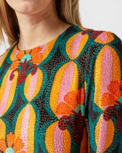 Long Sleeve Swing Dress In Arcturus Blue Petrol Velvet Devoré -HERNO || ULLA JOHNSON || A.P.C. Shop S72958 249