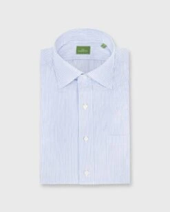 Spread Collar Dress Shirt In Blue Stripe End-On-End
