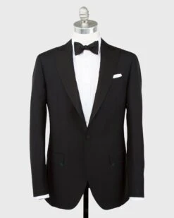 Kincaid No. 3 Peak Lapel Tuxedo In Black Wool Mohair With Silk Grosgrain Trim