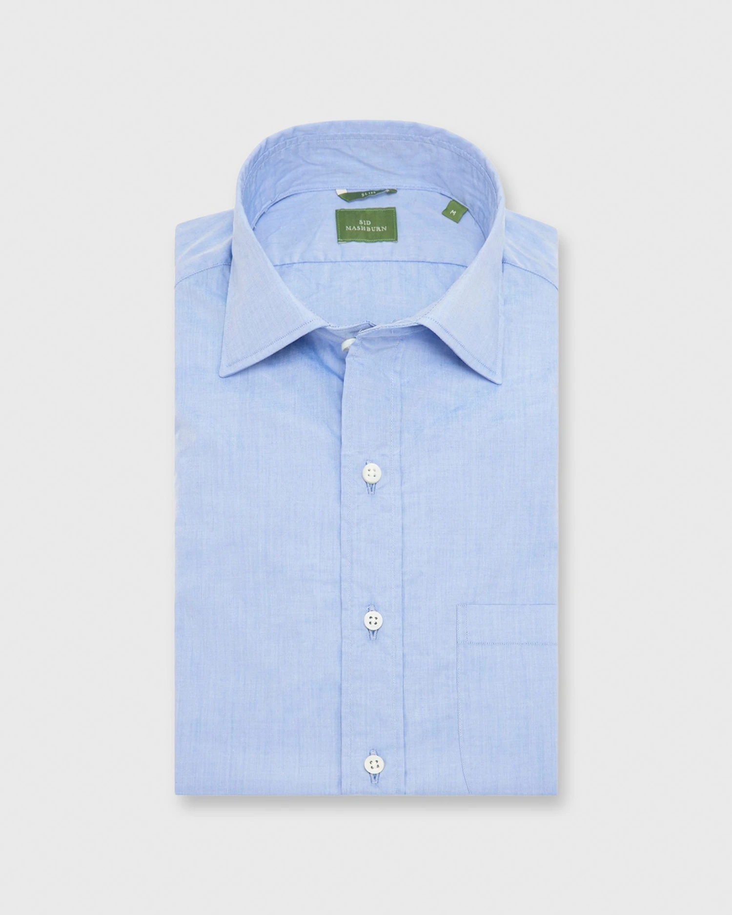 Slim-Fit Spread Collar Sport Shirt In Light Blue Chambray 1 Slim-Fit Spread Collar Sport Shirt In Light Blue Chambray