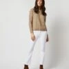 Eli Shaker-Stitch Sweater In Heather Mink Cashmere