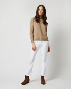 Eli Shaker-Stitch Sweater In Heather Mink Cashmere