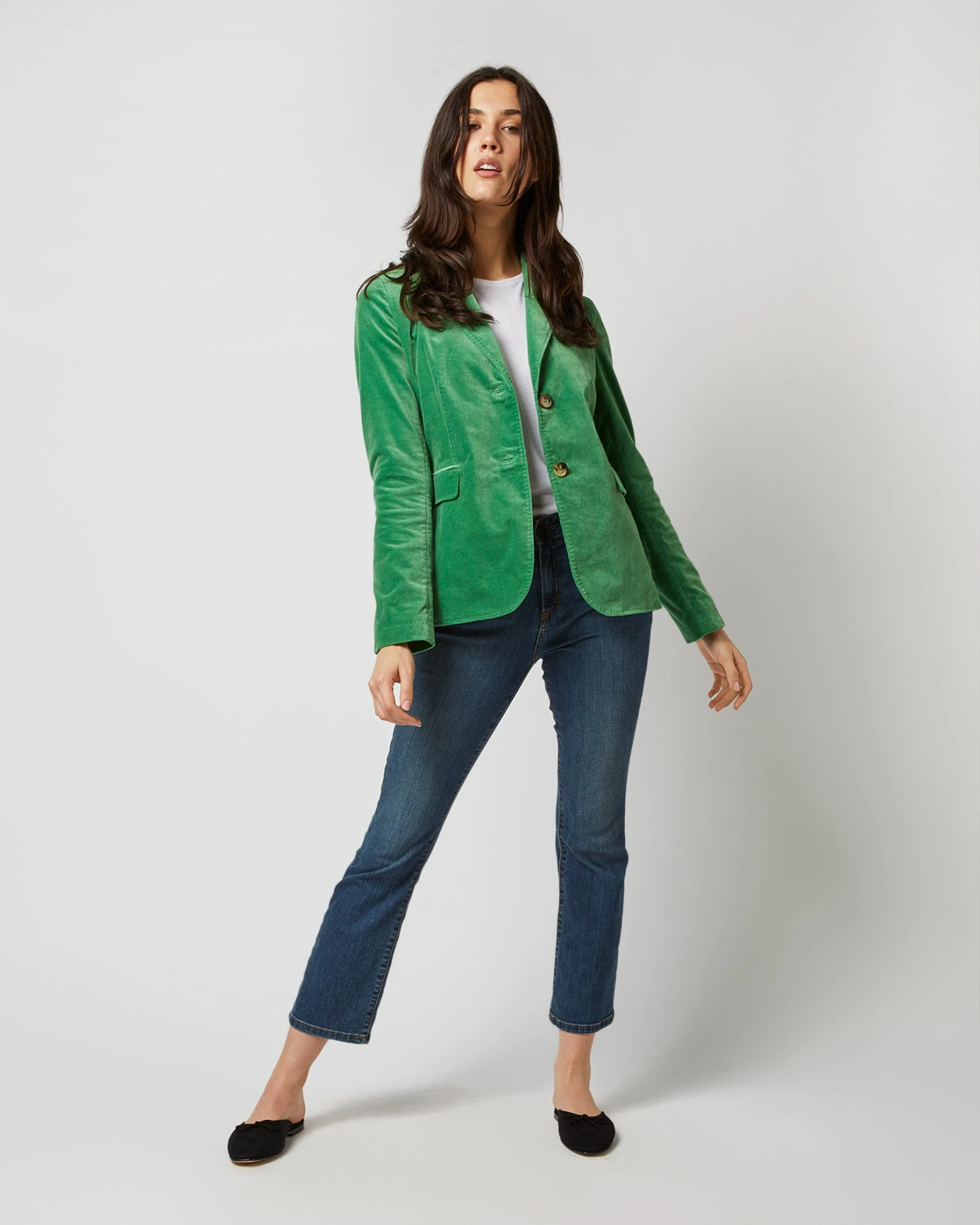 Sarah Jacket In Apple Stretch Velveteen 1 Sarah Jacket In Apple Stretch Velveteen