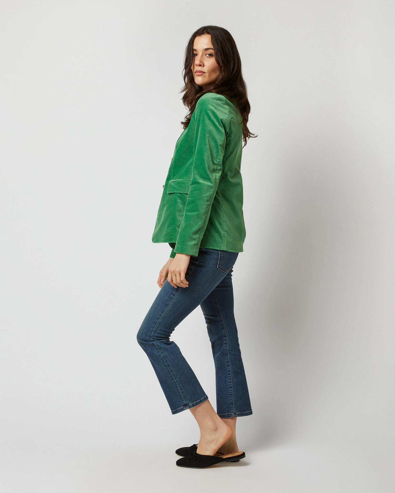 Sarah Jacket In Apple Stretch Velveteen 3 Sarah Jacket In Apple Stretch Velveteen - Image 3